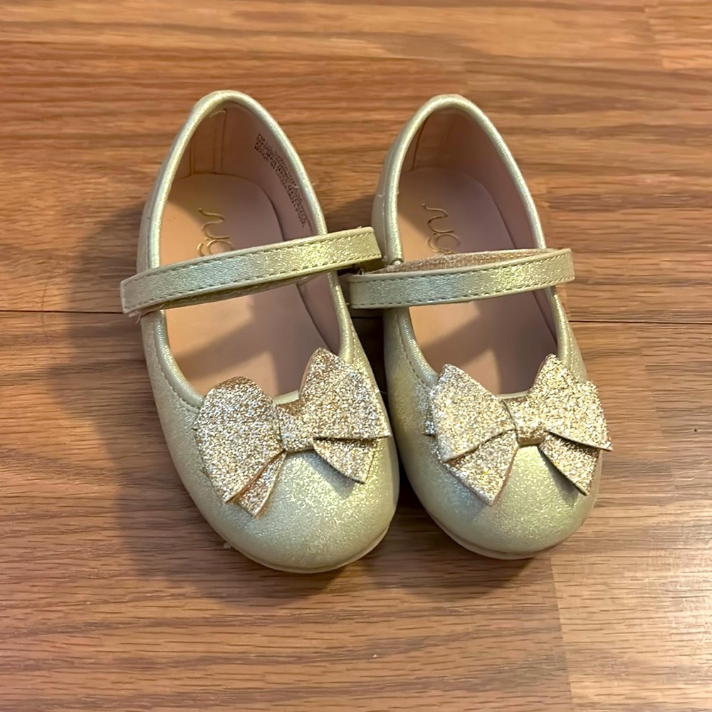 Gold glitter ballet flats